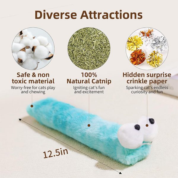Wehao Catnip Caterpillar Toy Crinkle Soft Plush Interactive - Image 2