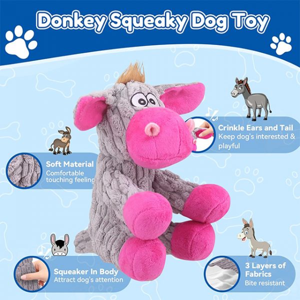 Wehao Donkey Squeaky Plush Dog Toy for Large Dogs - Image 2
