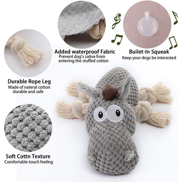 Wehao Plush Dog Toy Squeaky Durable Chew Cotton Training - Image 2