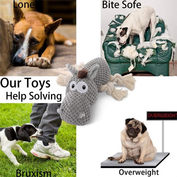 Wehao Plush Dog Toy Squeaky Durable Chew Cotton Training - Image 3