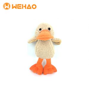 Wehao durable dog toy plush duck squeaky chew toy for pets