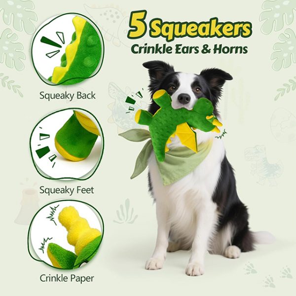 Wehao Dragon Dog Toy Squeaky Plush Chew Durable Fun - Image 2