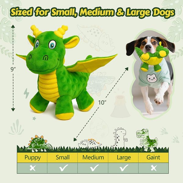 Wehao Dragon Dog Toy Squeaky Plush Chew Durable Fun - Image 4