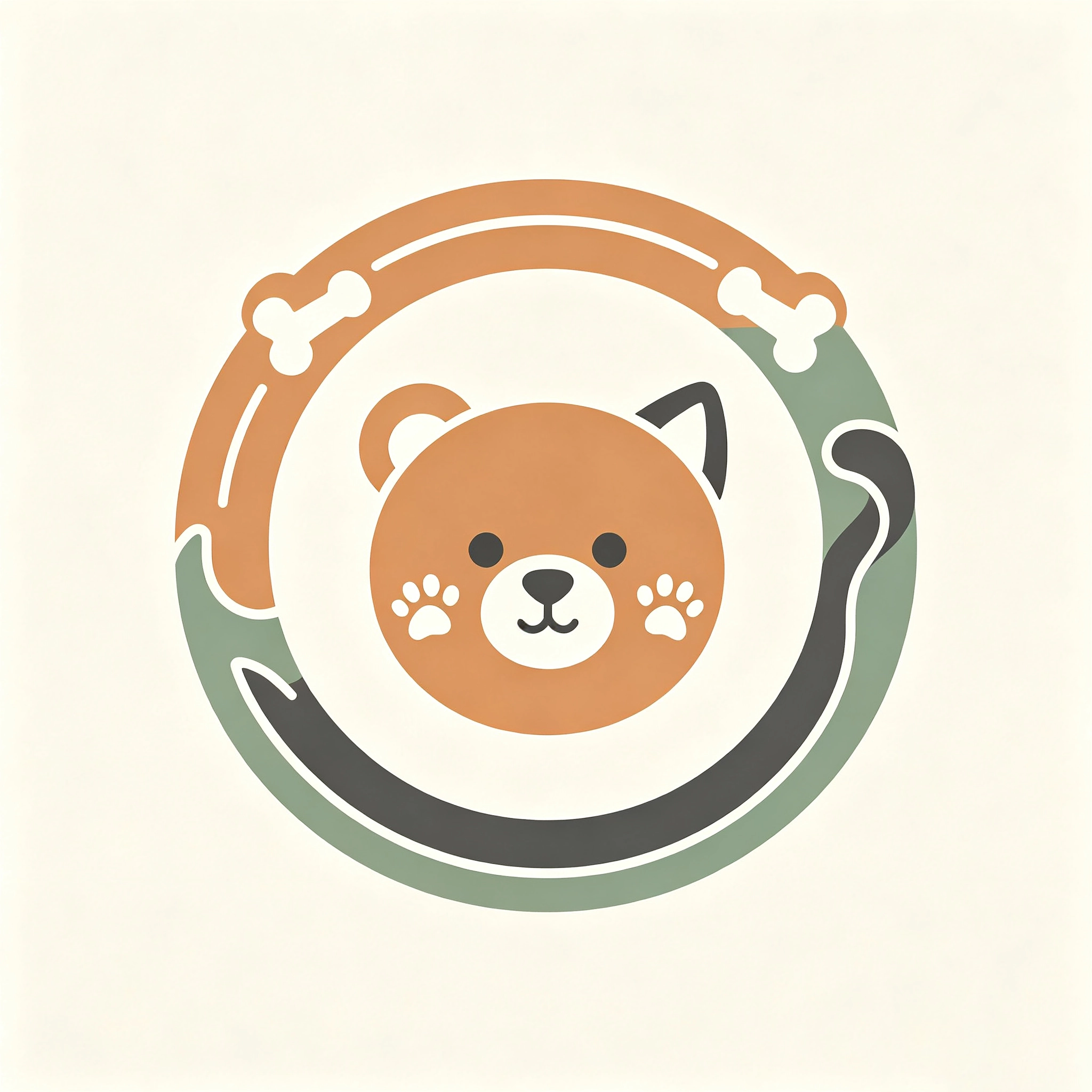 Illustrated icon representing custom pet plush toys for dog and cat brands, with pet toy elements including dog bones, cat tail, paw details, and a soft plush character style.
