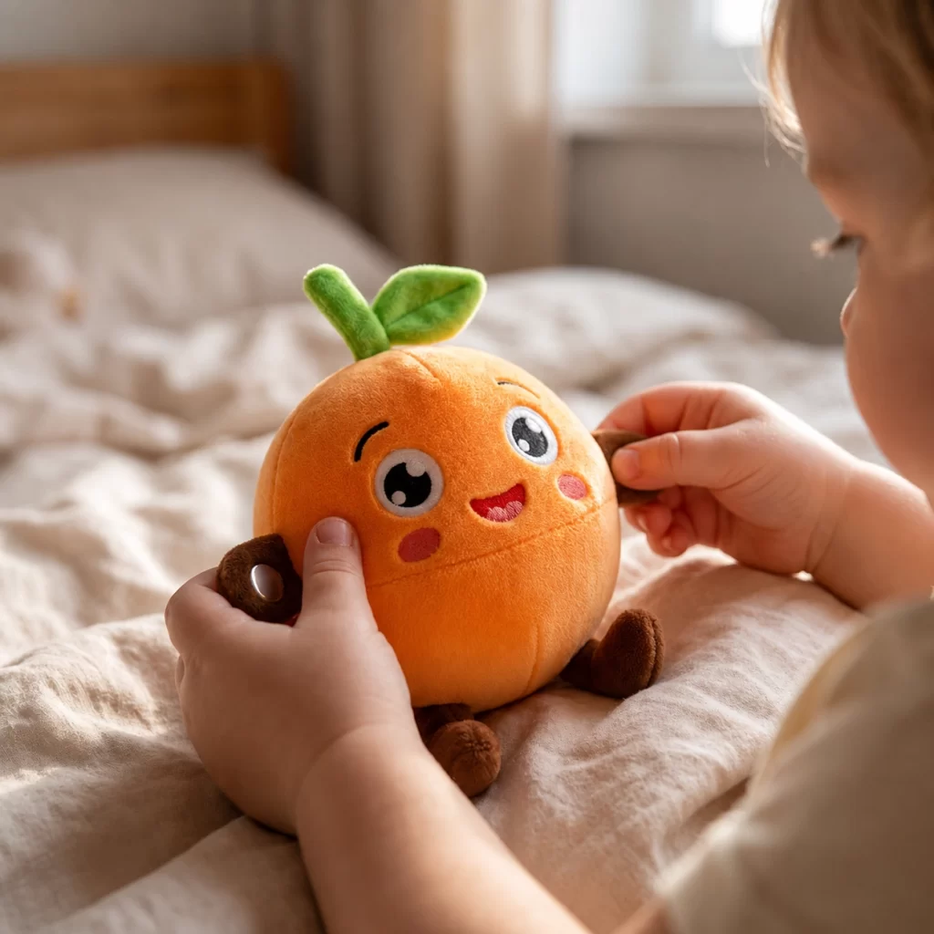 Touch interactive plush toy with sound, light, or simple response features