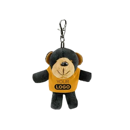 Custom promotional plush keychain with metal ring for exhibitions, branded merchandise and customer rewards