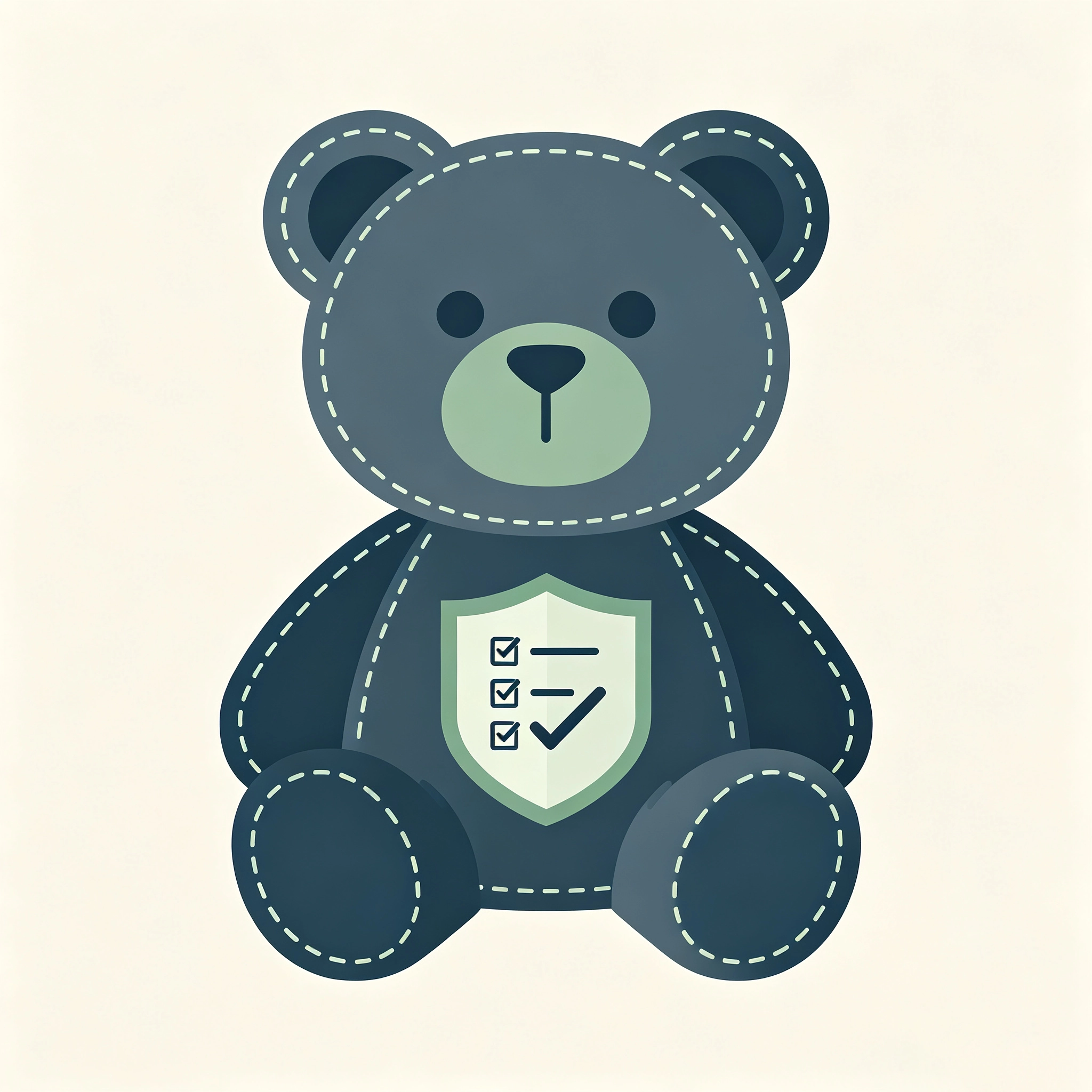 Icon showing pet plush toy safety and quality inspection, representing durable stitching, safety checks, and compliance support for custom pet toy manufacturing.