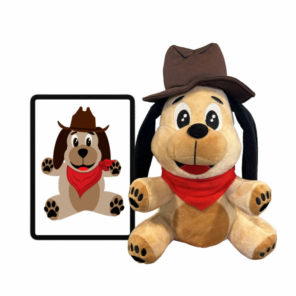 Custom mascot plush developed as a recognizable physical brand character