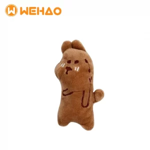 Brown bear plush cat toy with soft PP cotton filling for indoor chewing, batting and boredom-relief play