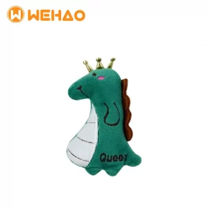 Green dinosaur kitten chew toy with soft PP cotton filling for indoor mouthing, teething-oriented play and boredom relief